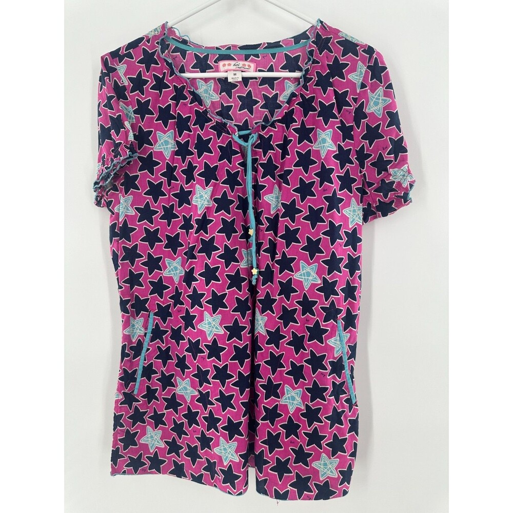 Koi By  Katelyn Star Print Scrub Pink Purple Starry Nurse Medical Uniform Size M